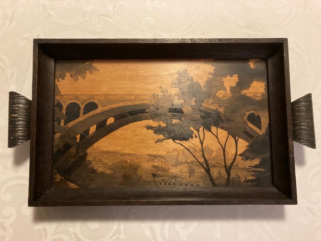 Plateau en marqueterie en bois, Enlèvement ou Envoi