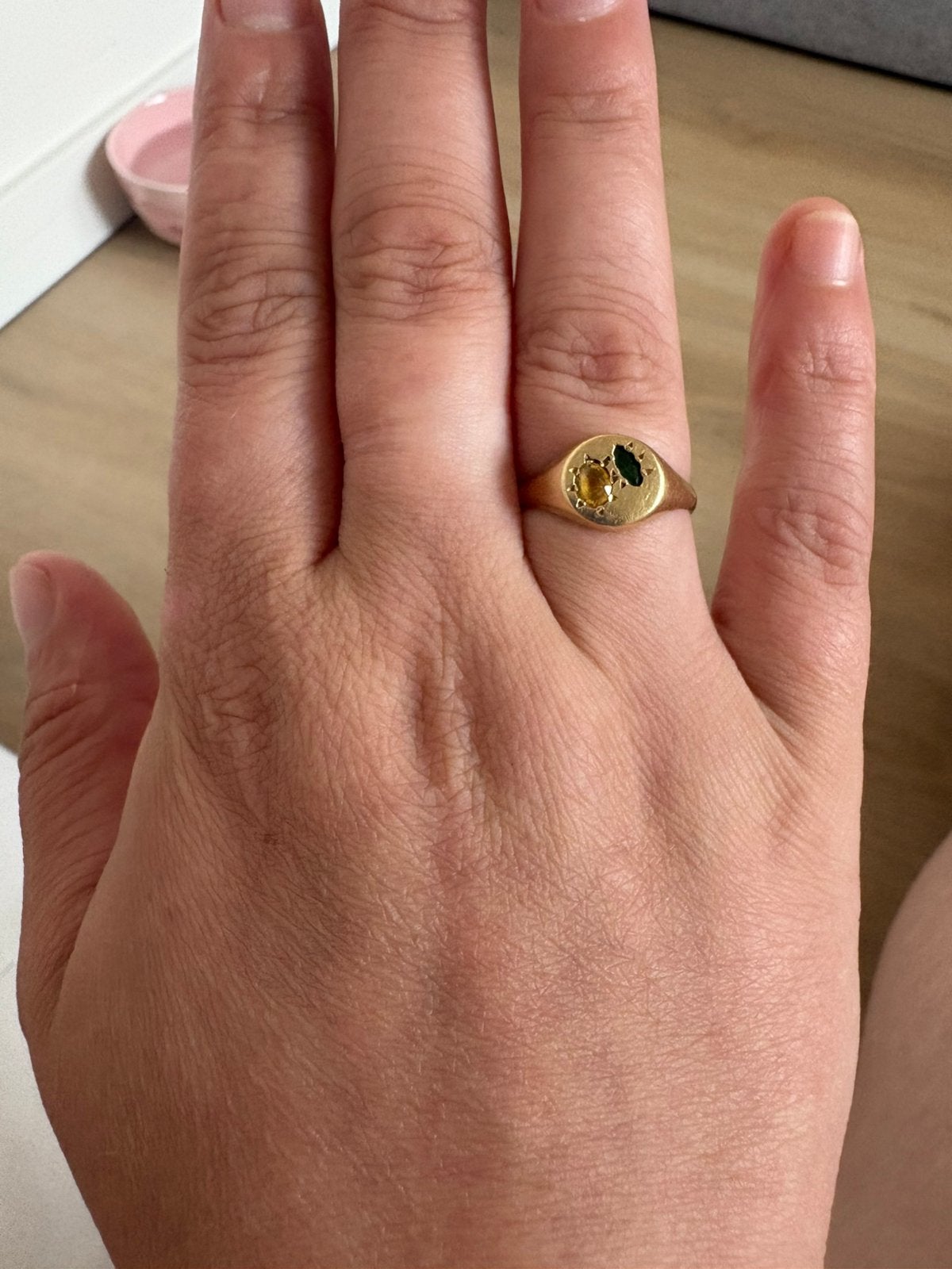 18K gouden ring met citrien steen, Handtassen en Accessoires, Ringen, Ophalen, Zo goed als nieuw, Goud
