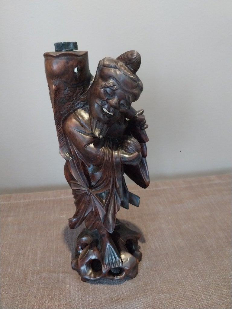 Aziatisch houtenbeeld - Onsterfelijke wijze, Antiquités & Art, Art | Sculptures & Bois, Bois, Brun, Asie, Religion