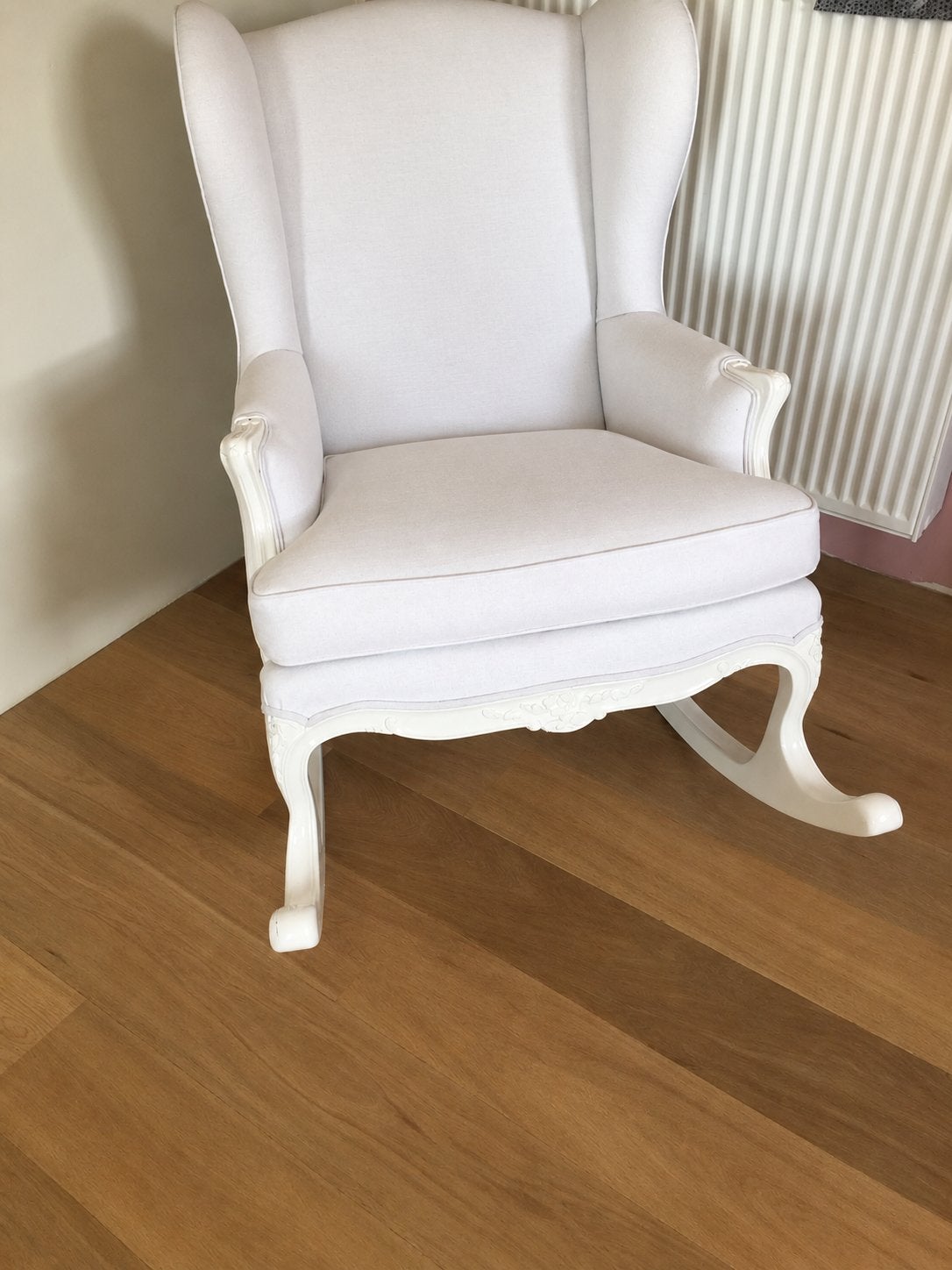 Prachtige witte Louis XV schommelstoel / fauteuil – uniek, Enlèvement, Utilisé