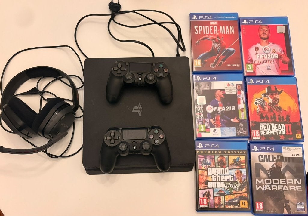 Playstation 4 Slim + controllers + games + headset, Games en Spelcomputers, Ophalen, Met 2 controllers, Slim, 500 GB