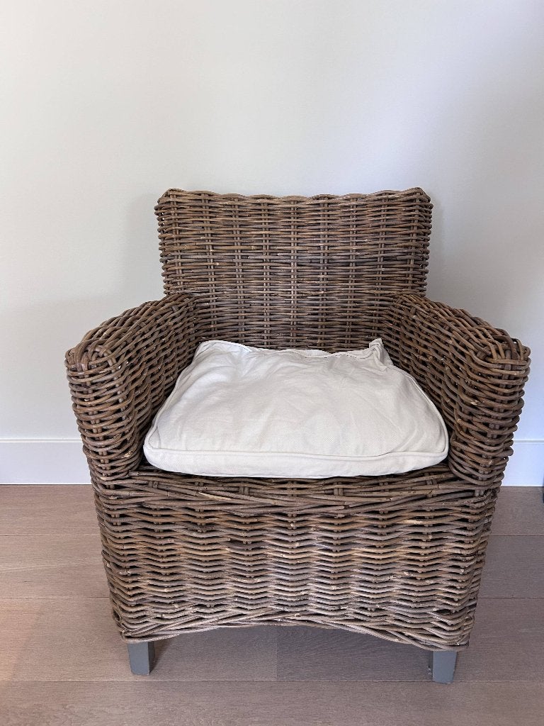 Rotan eetstoel met leuning, Huis en Inrichting, Ophalen, Rotan, klassiek, boho, Bruin, Riet of Rotan