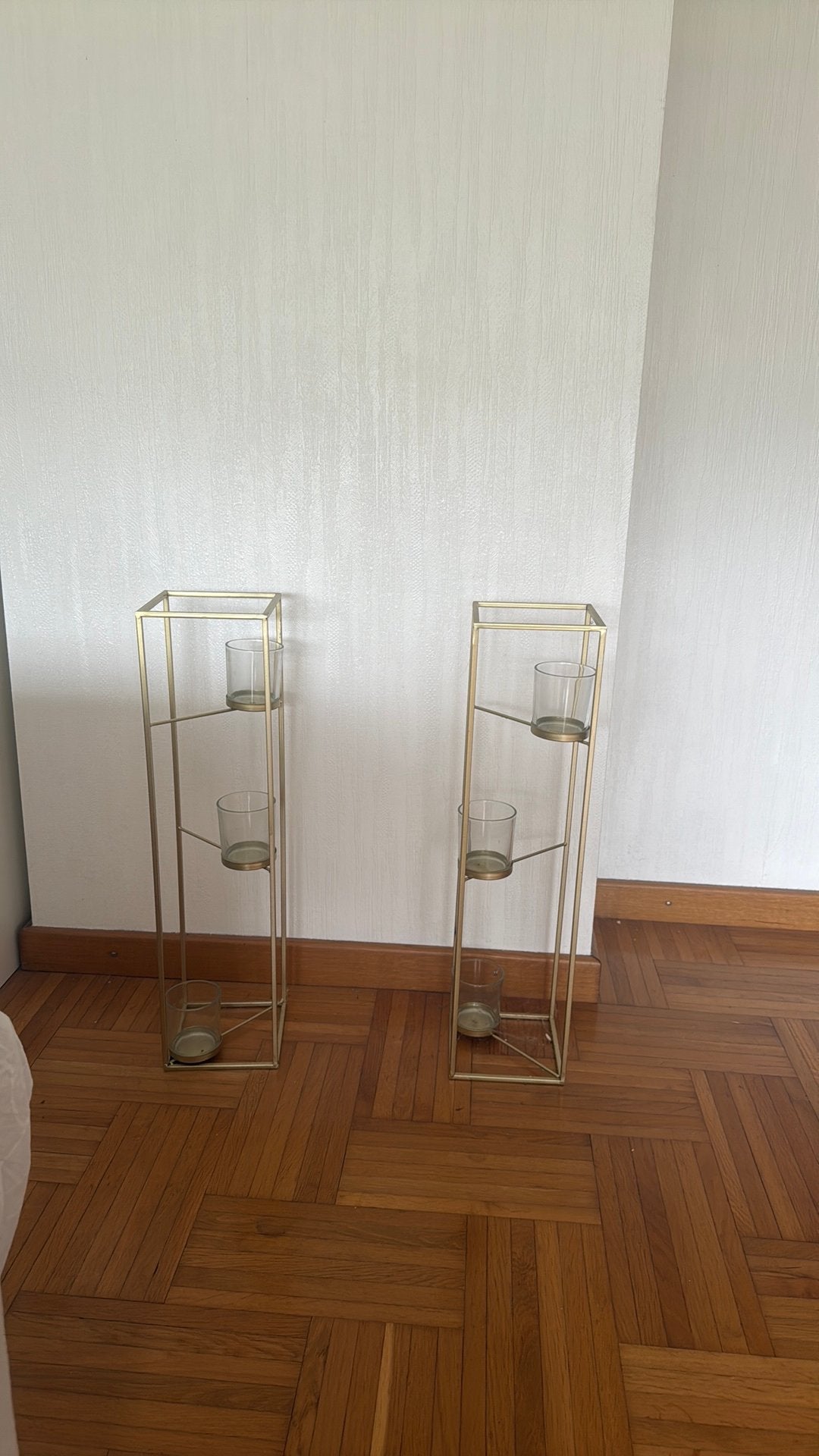 Set van 2 Maison du Monde goudkleurige kandelaars, Ophalen, Zo goed als nieuw