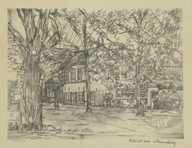 Karel Van Vlaanderen (1903-1983): Huis Paul Delvaux (48x38), Ophalen of Verzenden