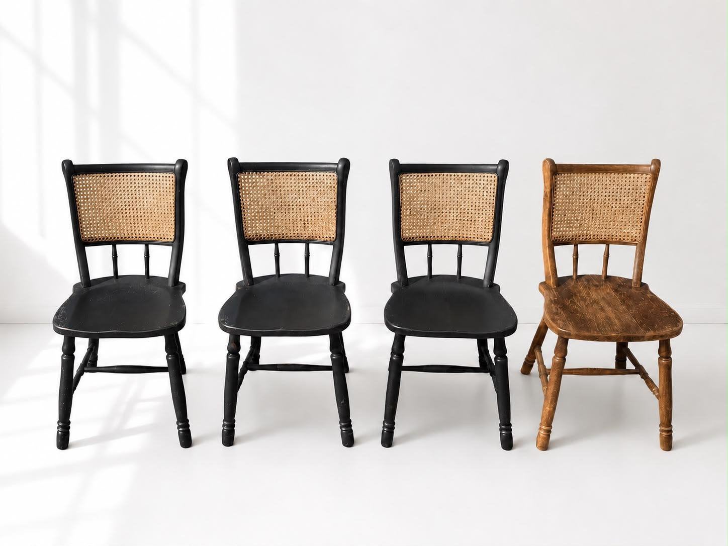 Vintage eetkamerstoelen (4), Maison & Meubles, Chaises, Enlèvement, Comme neuf, Bois