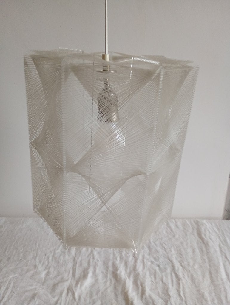 Paul Secon voor Sompex 1960 space age plexi/nylon hanglamp, Synthétique, Enlèvement, E27 (grand), Space age 60s 70s mid-century modern