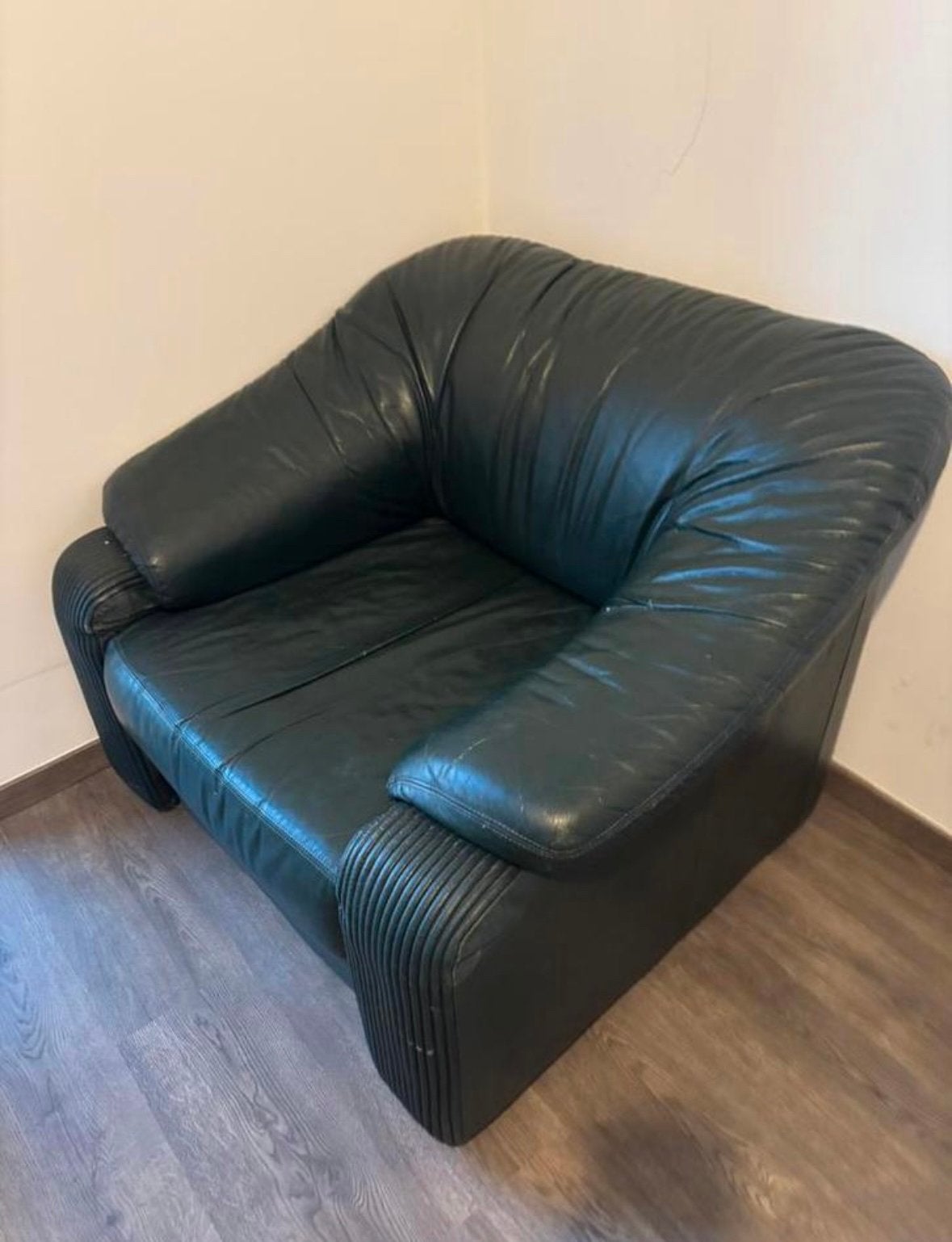 Canape une personne en cuir vert, Enlèvement, Comme neuf, Une personne, Cuir