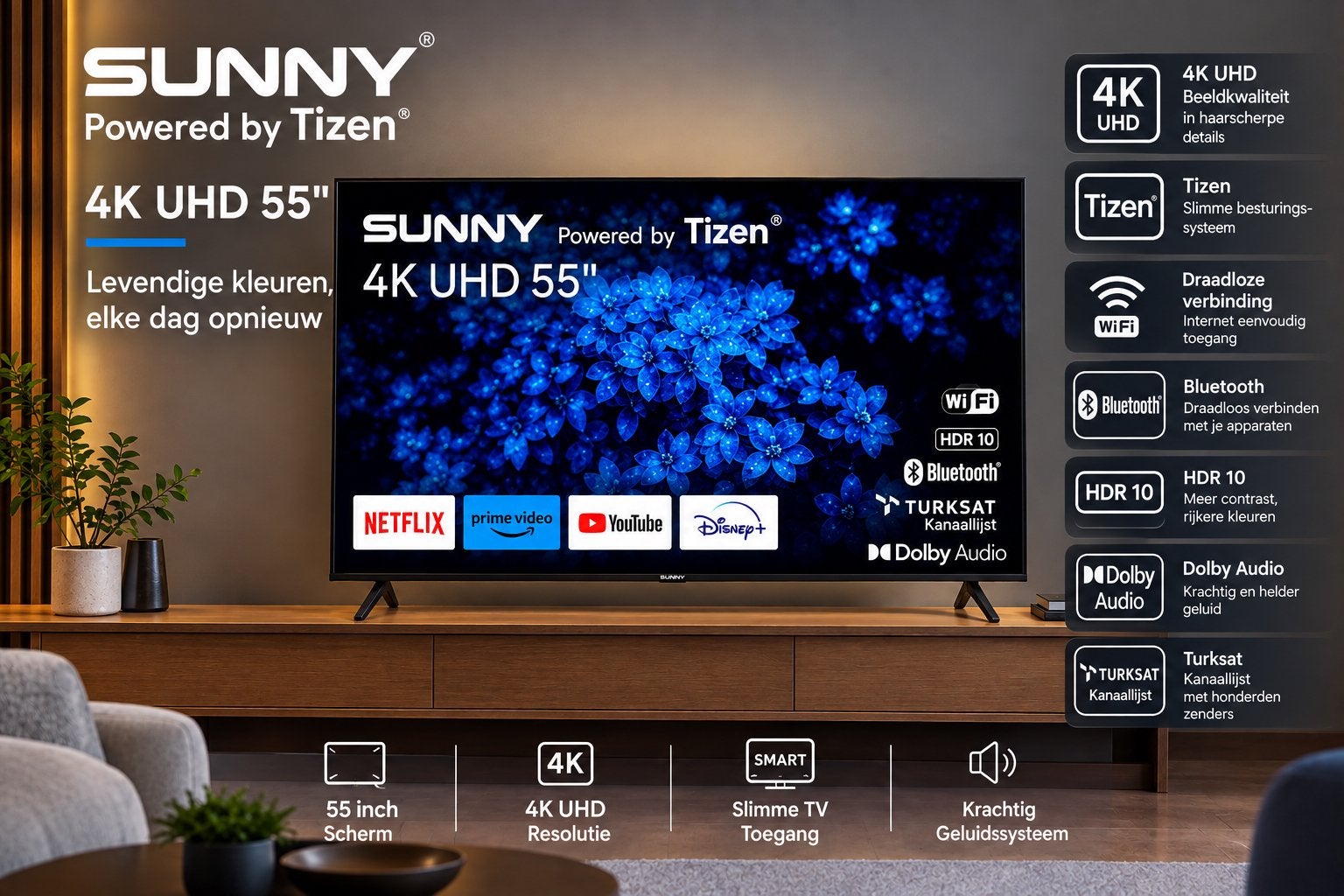 50&55 inch SMART TV 4K UHD NIEUW  Met garantie, TV, Hi-fi & Vidéo, Enlèvement, Neuf