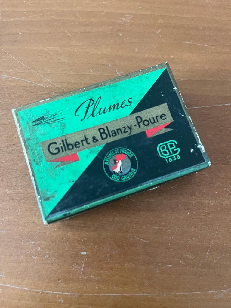 Boite ancienne plumes Gilbert Blanzy Poure, Enlèvement ou Envoi