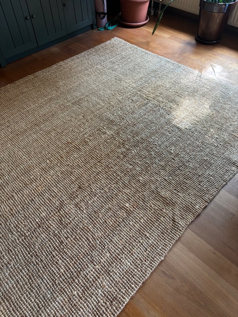 Geweven jute tapijt 200x300cm, Ophalen, Beige, 200 cm of meer, Zo goed als nieuw