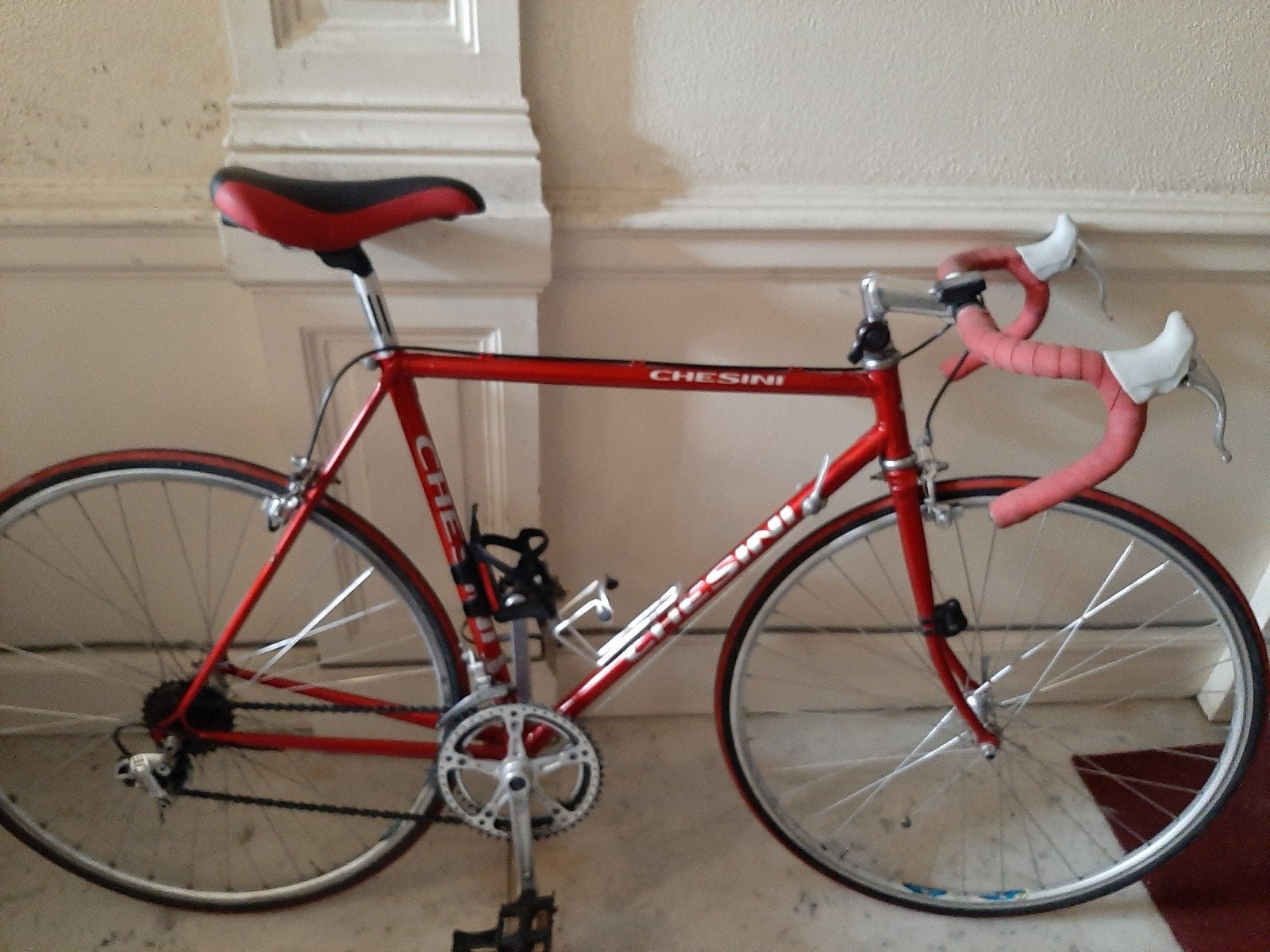 vintage rode koersfiets, chesini, kader 54 cm, 28 inch, Gebruikt, 10 tot 15 versnellingen, Heren