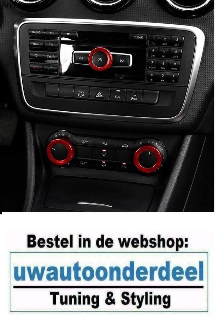 Radio Airco Knoppen Rood Aluminium Voor Mercedes CLA C117, Envoi