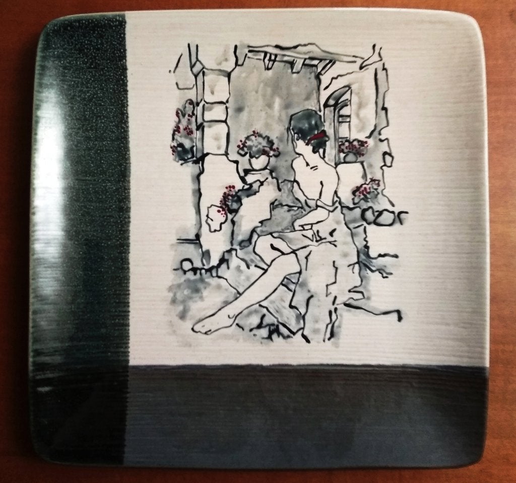 Céramique artisanale « Cour italienne », Envoi, Neuf, Porcelaine, Assiette ou Plat