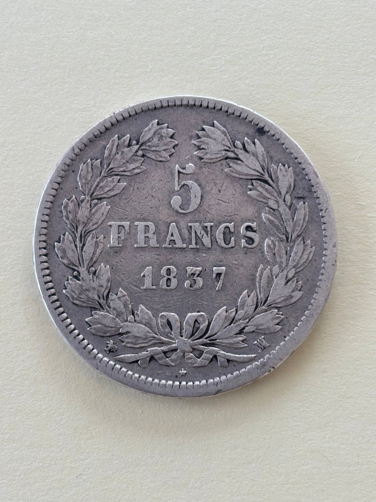 5 Fr Louis-Philippe 1837 (Marseille), Ophalen of Verzenden, Frankrijk, Losse munt, Zilver