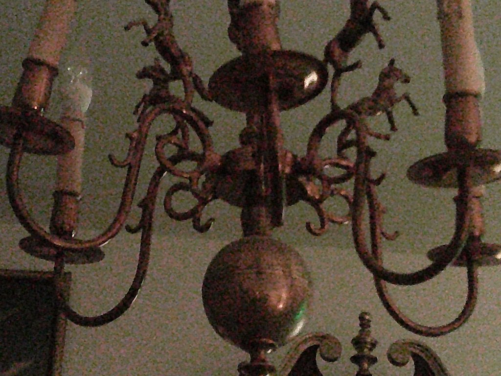 antieke paarden plafon lamp messing., Huis en Inrichting, Ophalen, Overige materialen, Gebruikt, 100 cm