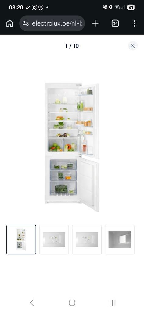 Electrolux ENT6NE18S inbouw koelkast koel-vriescombinatie, Elektronische apparatuur, Ophalen, 200 liter of meer, Nieuw, 160 cm of meer