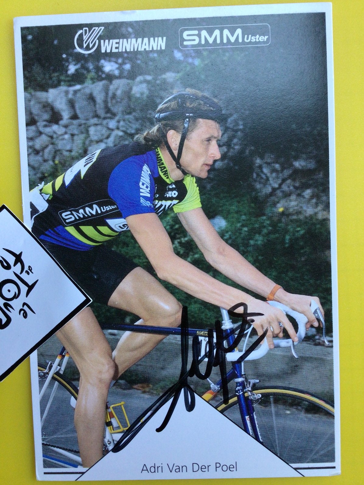 Wielerkaart team weinmann adrie van der poel signe, Envoi, Comme neuf