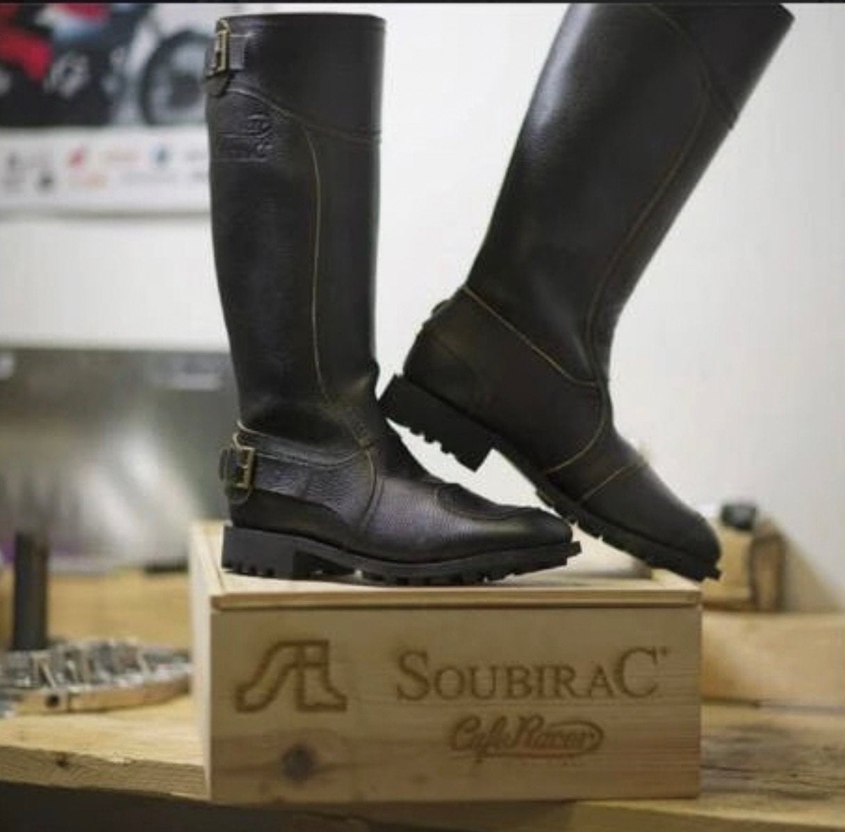 Soubirac Café Racer Motorlaarzen Leder Maat 44 + Kist, Motoren, Ophalen, Nieuw zonder kaartje, Heren, Laarzen
