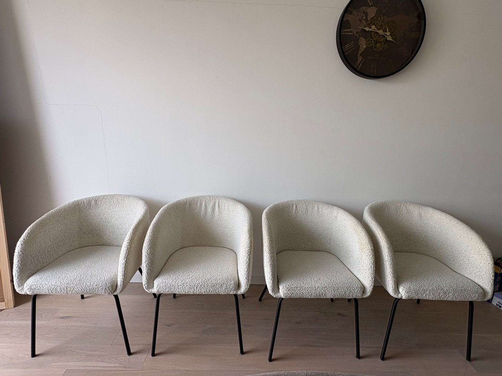 4 witte eettafel stoelen, Huis en Inrichting, Stoelen, Gebruikt, Wit, Vier, Ophalen