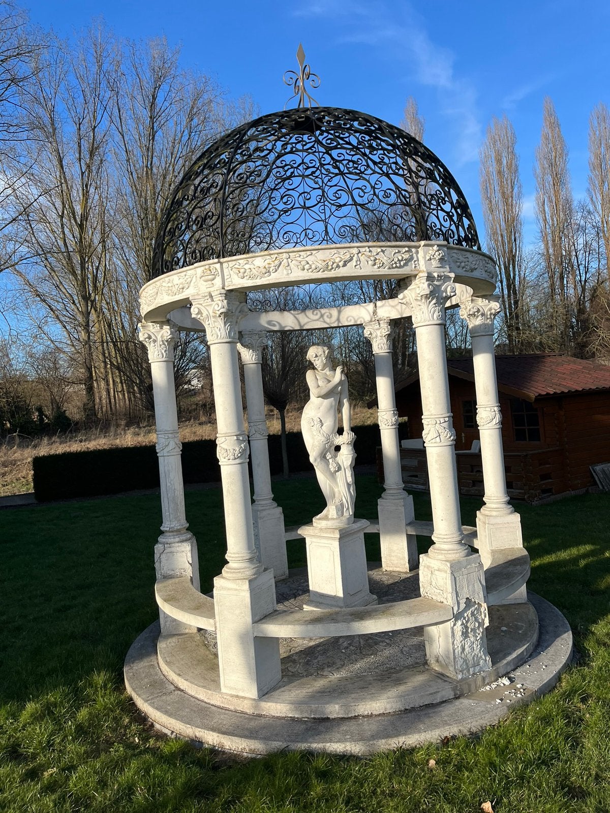 Klassieke tuin paviljoen / prieel met beeld, Jardin & Terrasse, Accessoires mobilier de jardin, Enlèvement