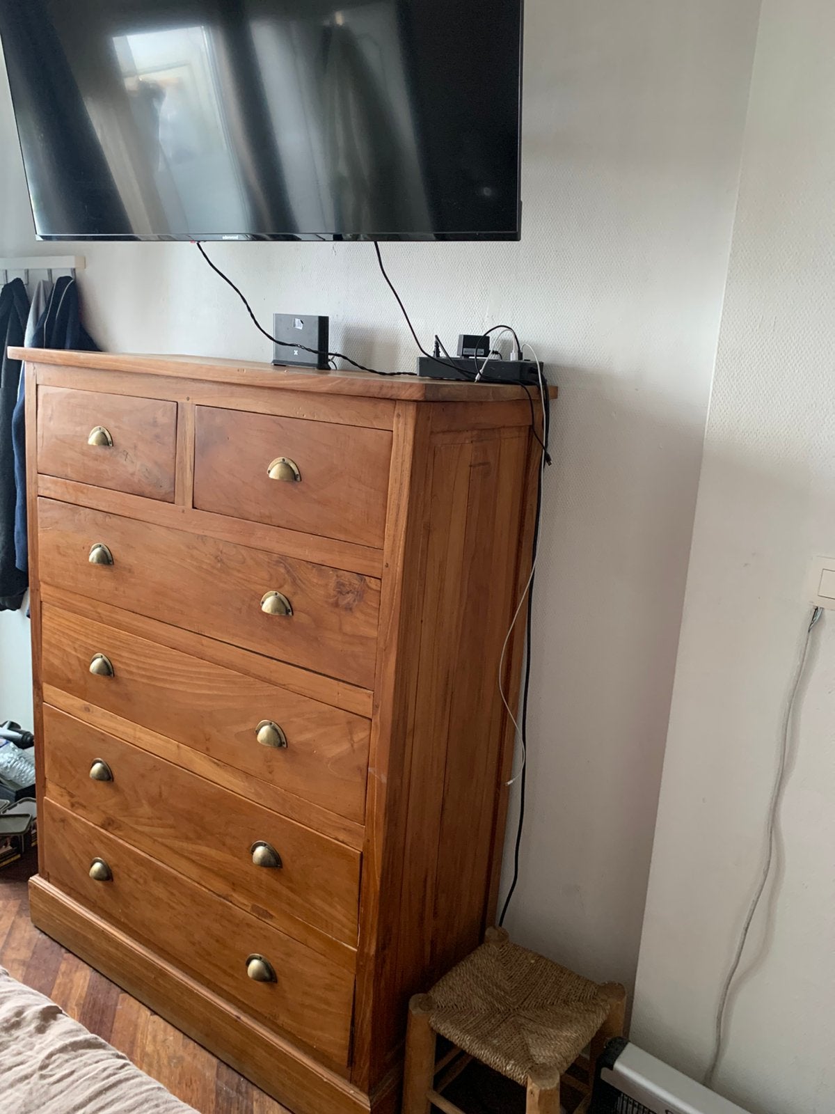 Armoire ou commode en bois Tech massif, Teck, 5 tiroirs ou plus, 100 à 150 cm, Utilisé