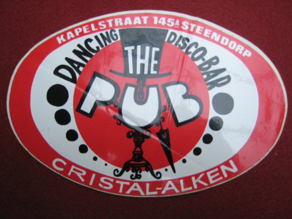 Vintage Sticker Dancing Disco-Bar The Pub Steendorp O-VL, Verzenden, Gebruikt, Bedrijf of Vereniging
