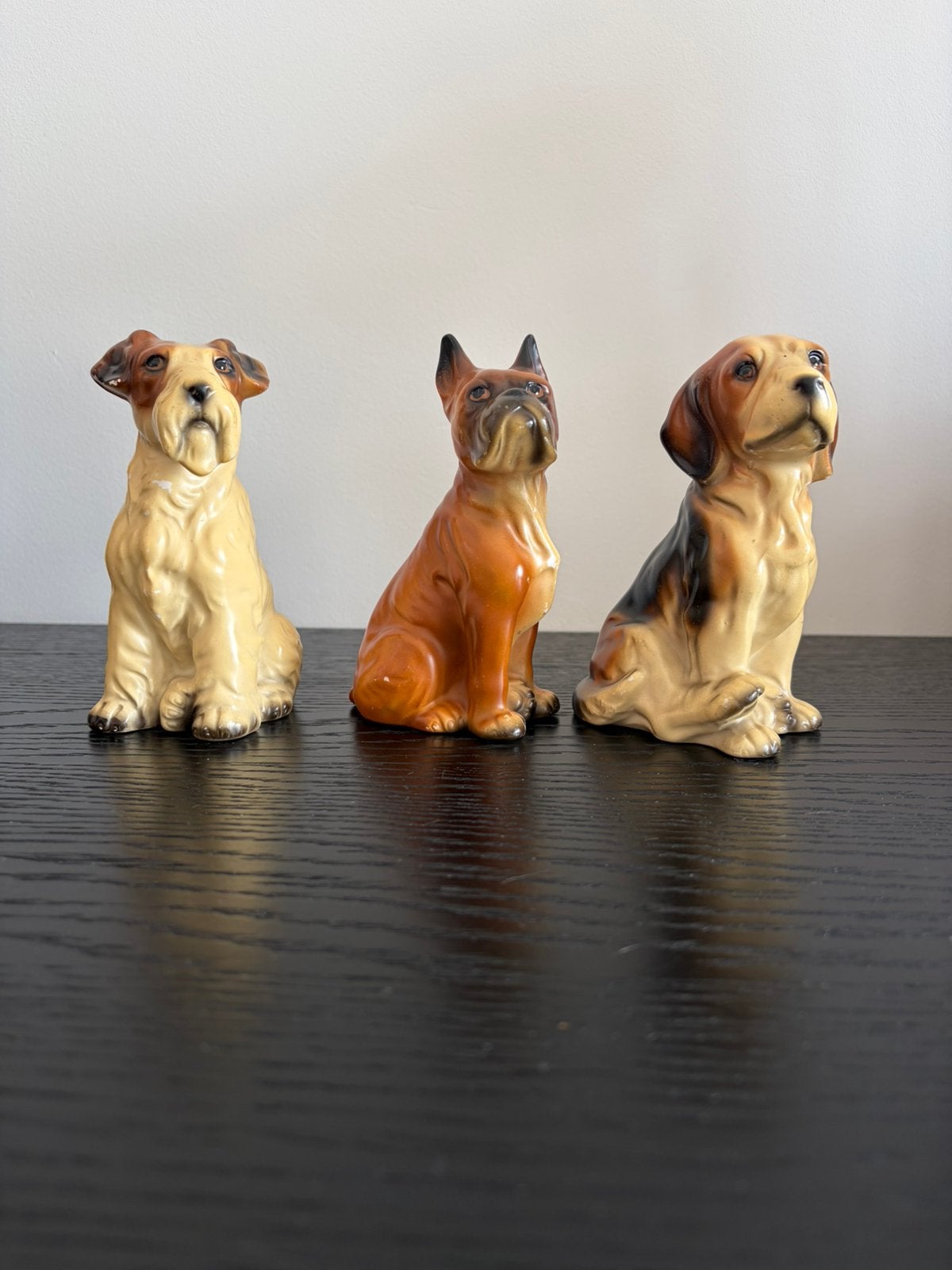 Lot de 3 chiens céramique laquée  deco vintage ., Enlèvement ou Envoi, Utilisé