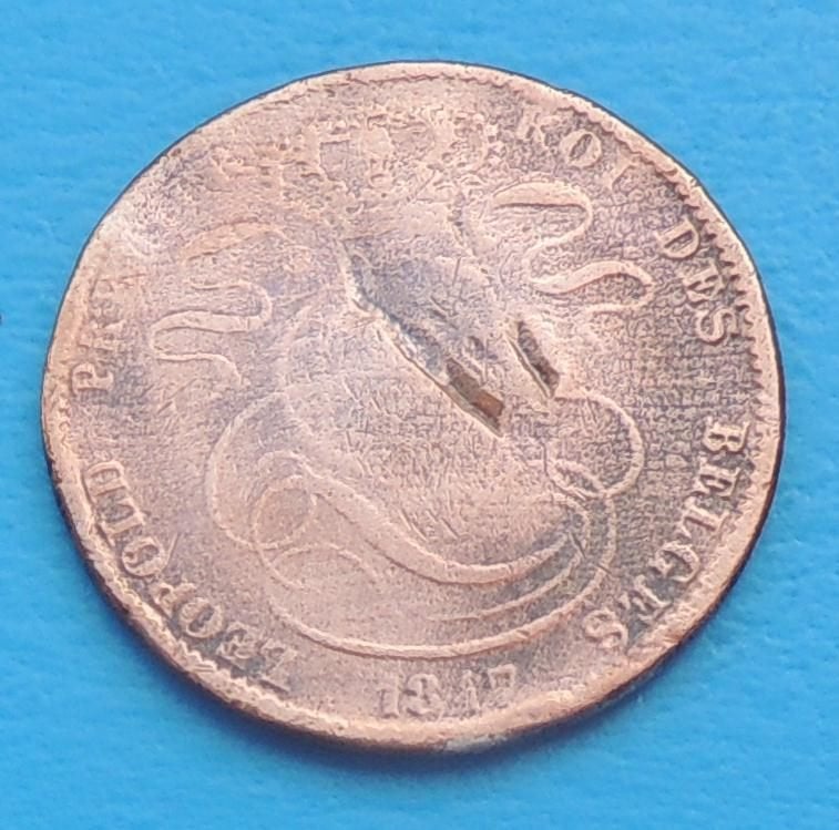 1847 5 centimes Léopold 1er, Timbres & Monnaies, Monnaies | Belgique, Envoi, Métal, Monnaie en vrac