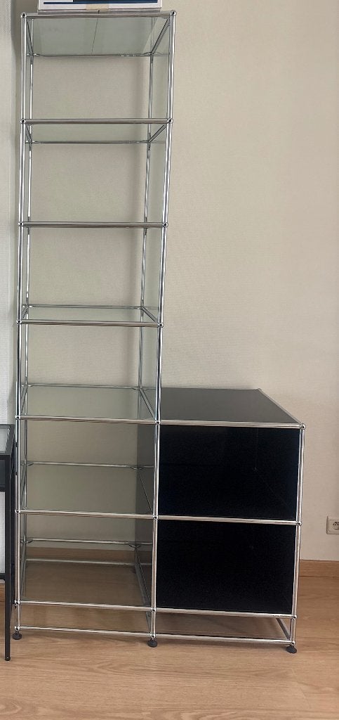 USM Haller — Étagère haute + module bas noir graphite, Enlèvement, Utilisé