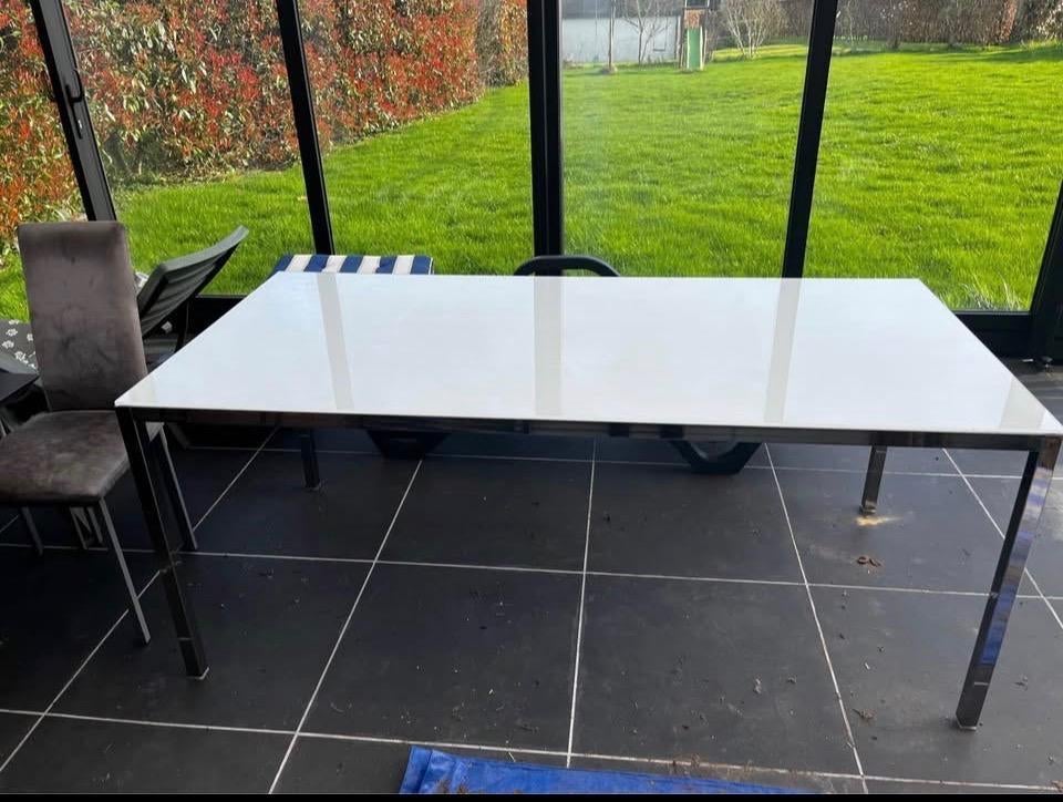 Table en verre 8 personnes, Maison & Meubles, Tables | Tables à manger, 150 à 200 cm, Cinq personnes ou plus, Verre, Enlèvement