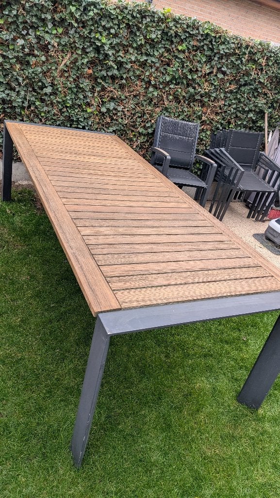 Bristol tuintafel (260x100cm) + 6 stoelen, Tuin en Terras, Ophalen, Gebruikt, Rechthoekig, Aluminium