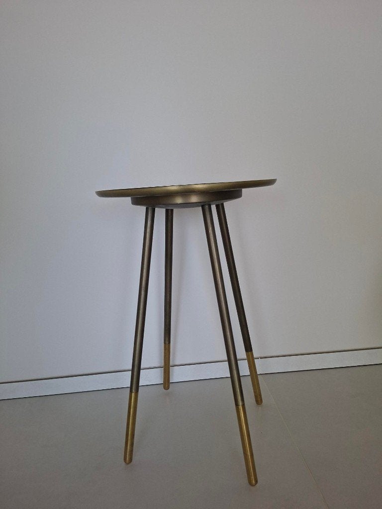 Bijzettafel, Huis en Inrichting, Tafels | Bijzettafels, Ophalen, Gebruikt, Rond, Metaal of Aluminium