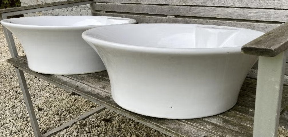 Keramische waskom rond wit 46x33x16 cm - twee stuks, Ophalen, Minder dan 50 cm, Gebruikt, Minder dan 25 cm