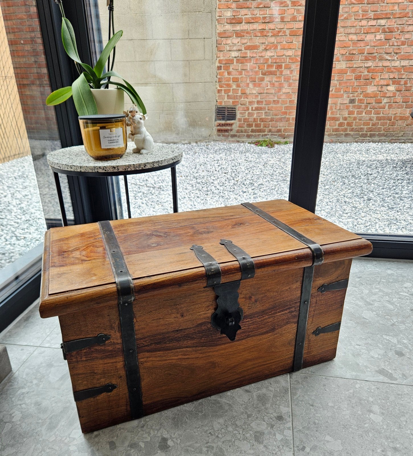 Massief houten Acacia Koffer, Ophalen