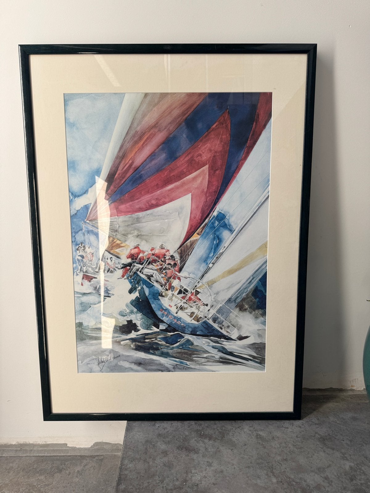 Ingekaderde aquarel, Antiquités & Art, Art | Peinture | Moderne, Enlèvement, Aquarelle, Abstrait