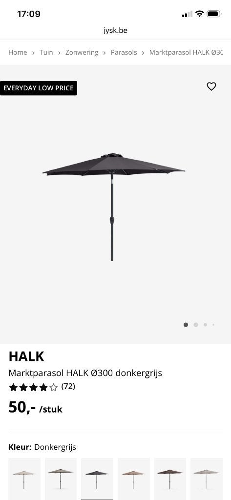 Parasol (3m) en voet - NIEUW, Ophalen, Kantelbaar, Nieuw, Strandparasol