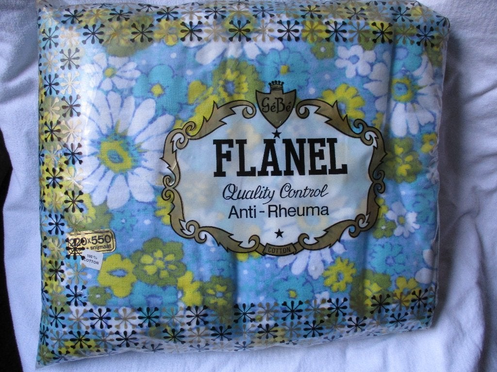 (👉ﾟヮﾟ)👉Vintage flanellen lakens ., Blauw, Beddengoedset, Katoen, Ophalen of Verzenden