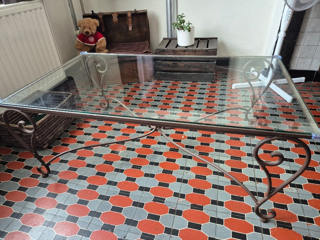 Smeedijzeren salontafel, Maison & Meubles, Tables | Tables de salon, 100 à 150 cm, Enlèvement, Utilisé, 50 à 100 cm