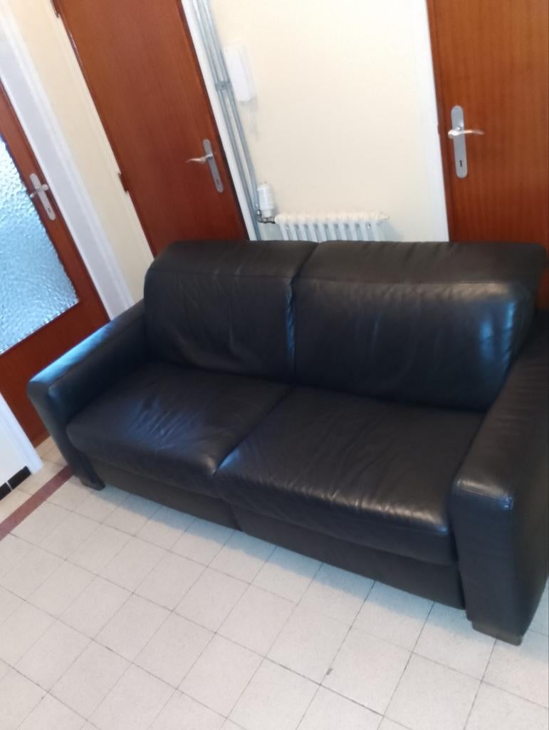 Canapé cuir noir "Ikea", Maison & Meubles, Enlèvement ou Envoi, Cuir