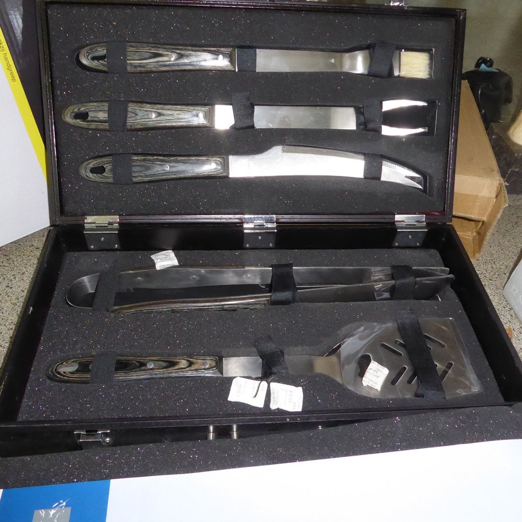 Barbecue set in houten kist, zesdelig Merk Berghof, Tuin en Terras, Ophalen of Verzenden, Nieuw