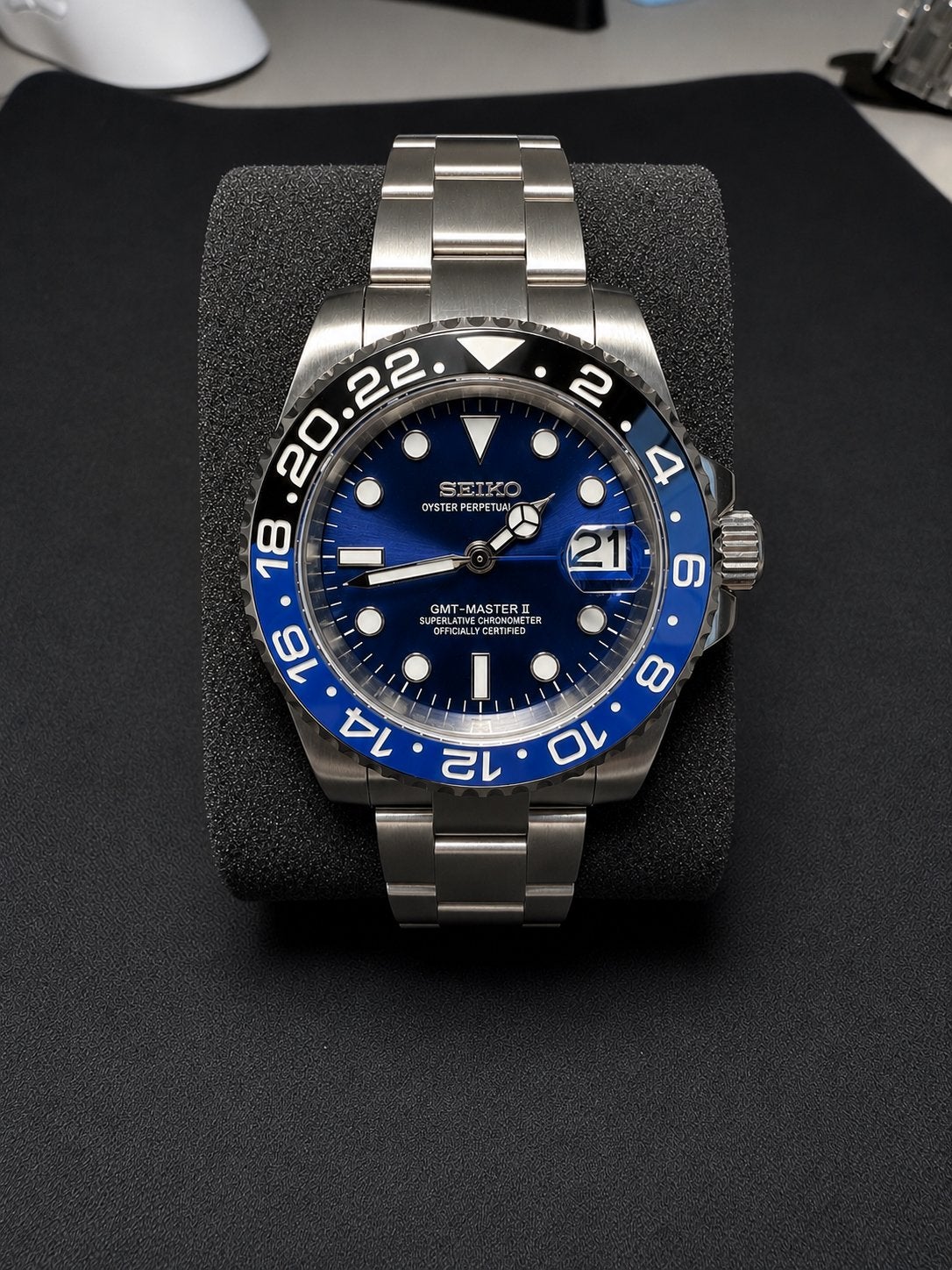 Seiko mod gmt, Handtassen en Accessoires, Horloges | Heren, Nieuw, Polshorloge, Seiko, Staal, Staal, Verzenden