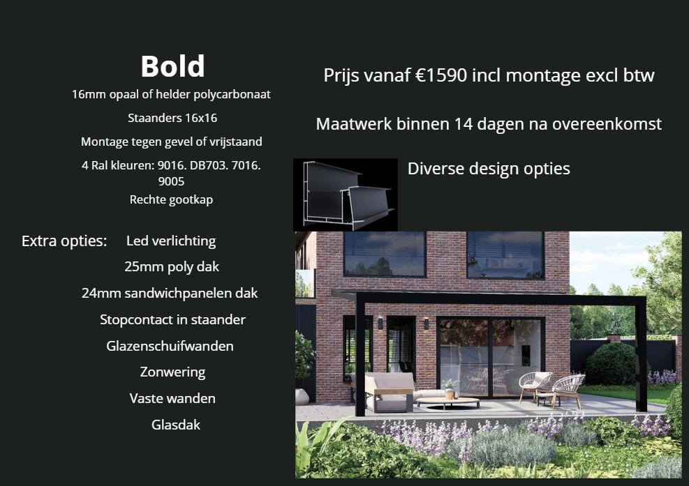 Gratis opmeting en offerte! Overkapping veranda schuifwand, Ophalen, Aluminium