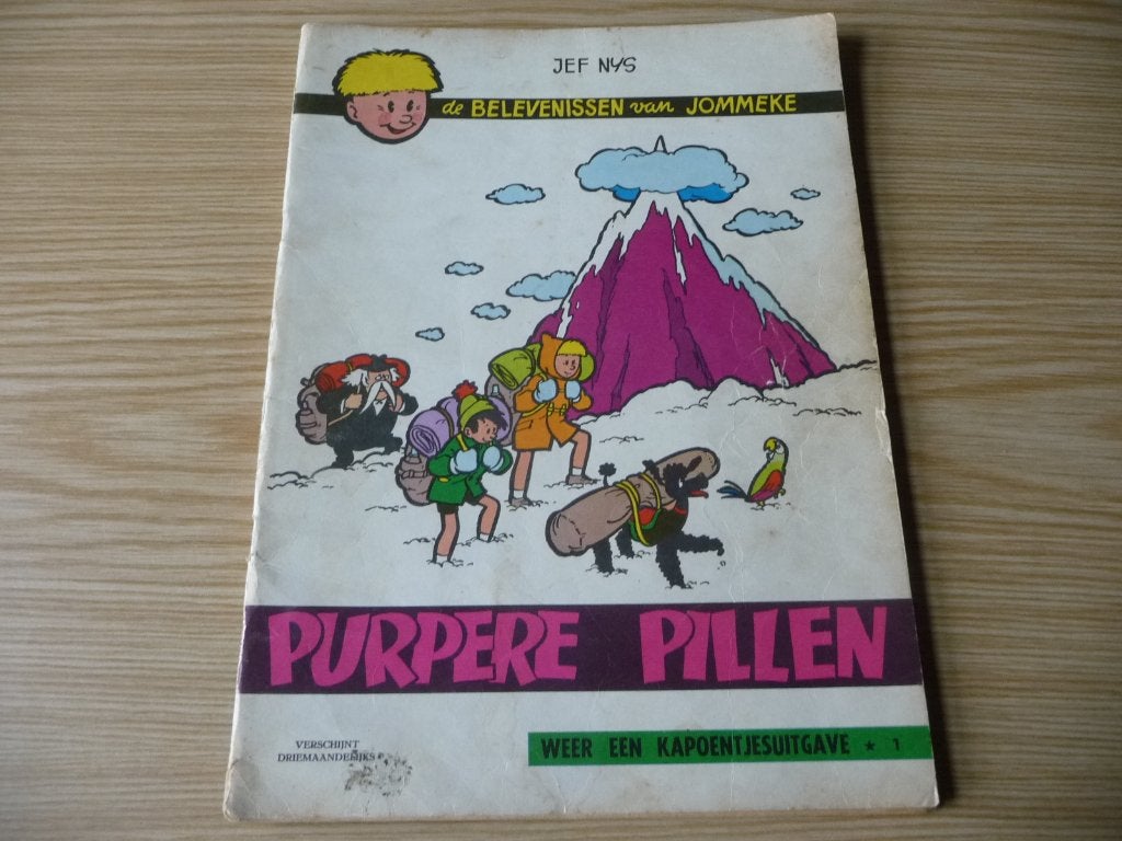 Jommeke - 4. Purpere pillen (003) 1966 - €12, Boeken, Eén stripboek, Jef Nys., Ophalen of Verzenden, Zo goed als nieuw