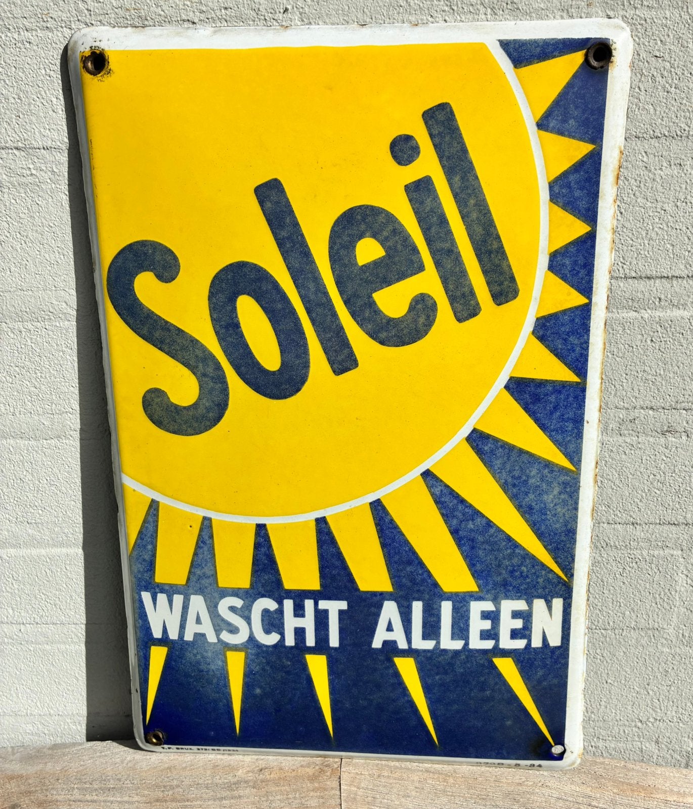 Publicité émaillée 1934, Enlèvement, Utilisé, Panneau publicitaire