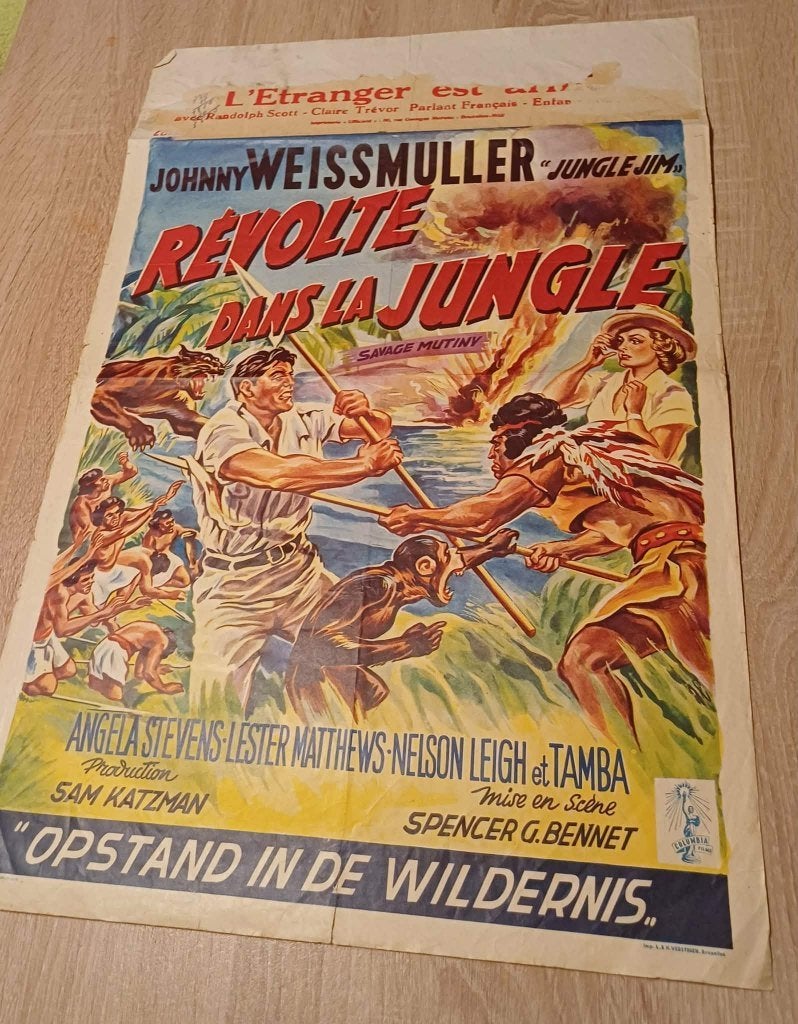 "Savage Mutiny" Belgische filmaffiche, Ophalen of Verzenden, A1 t/m A3, Film en Tv, Rechthoekig Staand