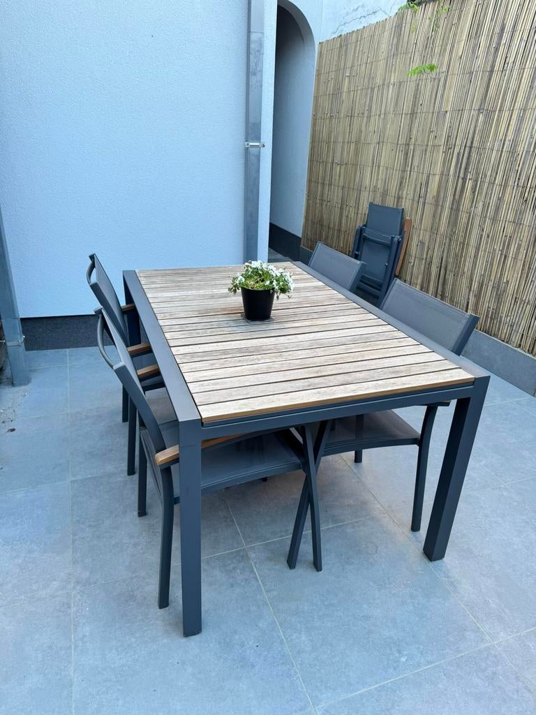 Tafel en 4 stoelen, Ophalen, Gebruikt, Rechthoekig