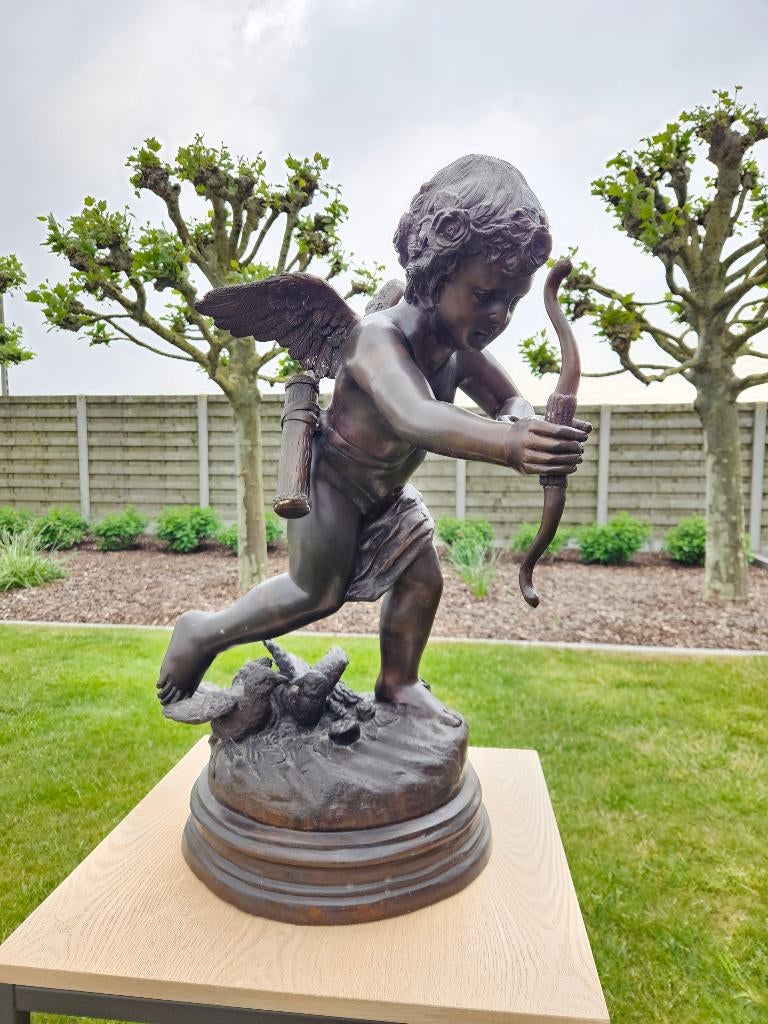 BRONZEN CUPIDO / ENGEL GETEKEND AAN BODEMPRIJS KOOPJE !!!, Antiek en Kunst, Ophalen of Verzenden, Brons
