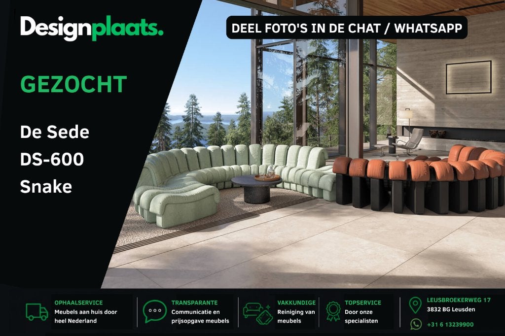 GEZOCHT: De Sede DS-600 Snake — Direct Inkoop, Ophalen of Verzenden, Stof, Bankstel Bank Zetels Sofa Hoekbank Design bank