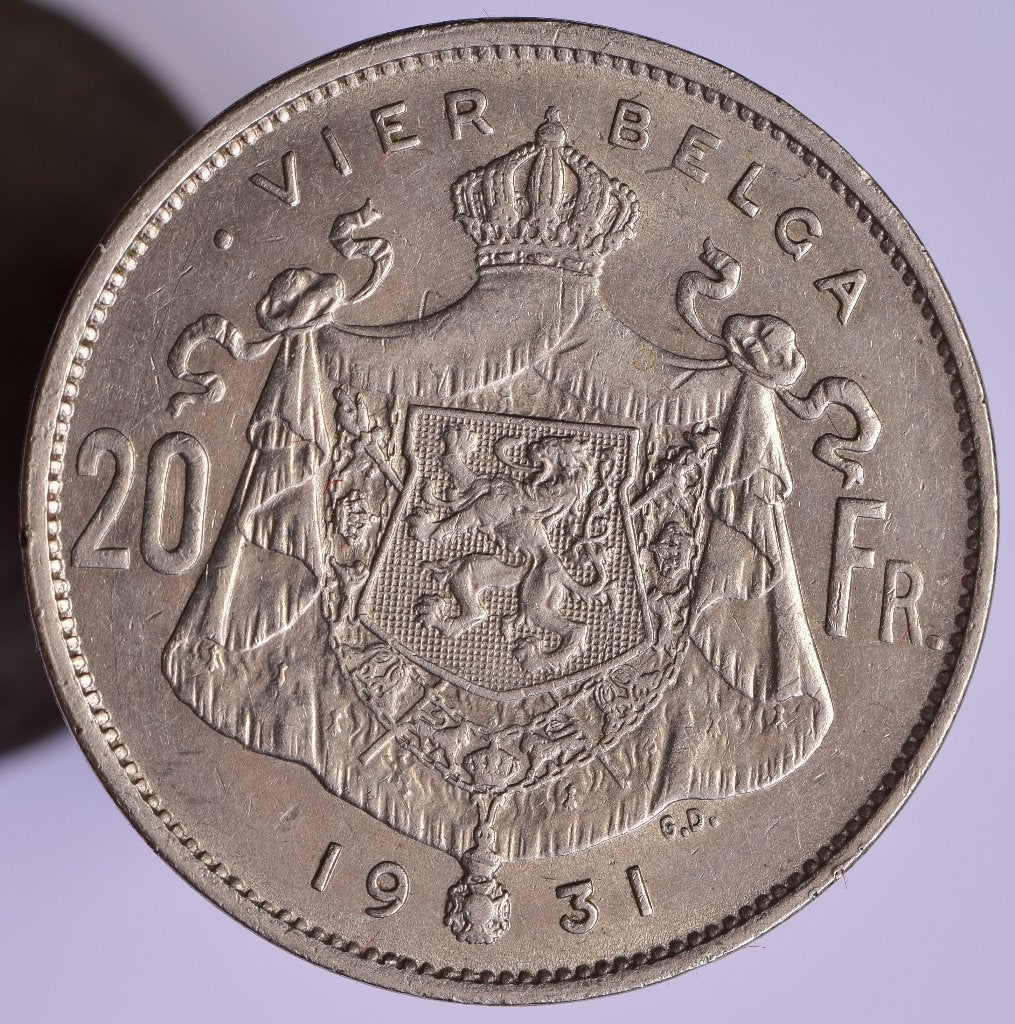 20 francs , 4 belgas 1931 FL pos.A, Postzegels en Munten, Munten | België, Verzenden, Overig, Losse munt