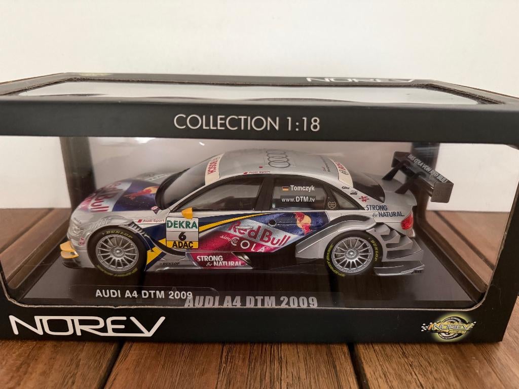 Norev Audi A4 DTM 2009 Red Bull Cola #6 Tomczyk, Ophalen of Verzenden, Zo goed als nieuw, Auto, Norev